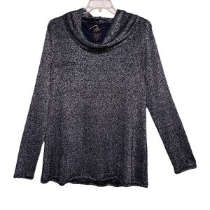 Miraclesuit | Miraclebody Black Silver Metallic Cowl Neck Sweater, XL
